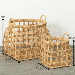 Best deal 🎁 Sullivans 13.5 In And 18 In Open Weave Shapely Baskets - Set Of 2; Brown - 16.75"L X16.5"W X 18"H; 10.25"L X 10.25"W X 13.5"H ⌛ -Sullivans Sales unnamed file 2759