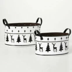 Top 10 ⌛ Sullivans B&W Winter Motif Planter - Set Of 2 💯