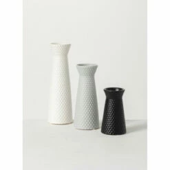Best Pirce ✨ Sullivans Ceramic Wide Mouth Vase - Set Of 3 White Grey Black 💯