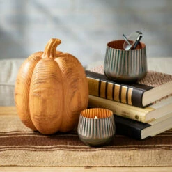 Cheap 🛒 Sullivans Faux Wood Resin Pumpkin - Set Of 2 - 7"L X 7"W X 7"H; 6"L X 6"W X 8.5"H ✨ -Sullivans Sales unnamed file 2836