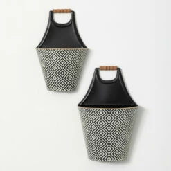 Best Sale 🔥 Sullivans Geometric Print Wall Metal Planters - Set Of 2 ⌛