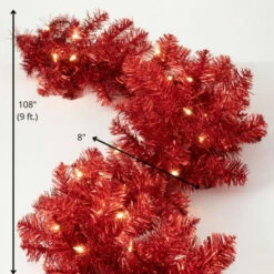Discount ✨ Sullivans 108" Artificial Red Illuminated Tinsel Garland ✔️ -Sullivans Sales unnamed file 2886