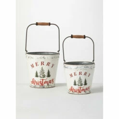 Best deal 🧨 Sullivans Merry ❄ Christmas Metal Bucket - Set Of 2 - 8.5"L X 8.5"W X 9.25"H; 7"L X 7"W X 7.75"H 💯