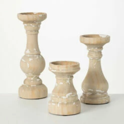 Discount 🎉 Sullivans Weathered Wood Pillar Candle Holders - Set Of 3 ❤️