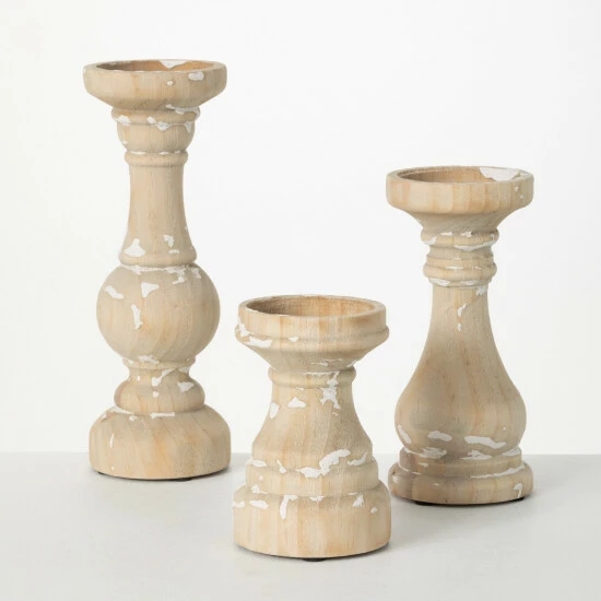 Discount ๐ Sullivans Weathered Wood Pillar Candle Holders - Set Of 3 โค๏ธ 3 Discount ๐ Sullivans Weathered Wood Pillar Candle Holders - Set Of 3 โค๏ธ