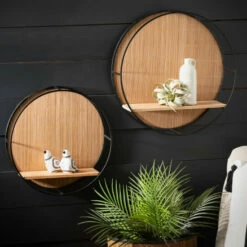 Best Pirce 🤩 Sullivans 16 In. And 19 In. Circular Wood Wall Shelf - Set Of 2; Brown 💯 -Sullivans Sales unnamed file 2990
