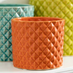 Brand new 🌟 Sullivans Ceramic Diamond Embossed Planter - Set Of 3 Green Blue Orange 😀 -Sullivans Sales unnamed file 3012