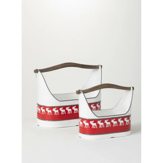 Discount 🌟 Sullivans Reindeer Metal Trugs With Wood Handles - Set Of 2 - 17"L X 8"W X 13.5"H; 13.5"L X 6"W X 10"H 😉 3 Discount 🌟 Sullivans Reindeer Metal Trugs With Wood Handles - Set Of 2 - 17"L X 8"W X 13.5"H; 13.5"L X 6"W X 10"H 😉