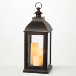 Discount 😀 Sullivans 25" Lantern With 3 LED Pillar Candles 💯