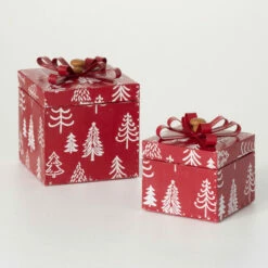 Cheapest ❤️ Sullivans Red Tree Motif Gift Box - Set Of 2 😀