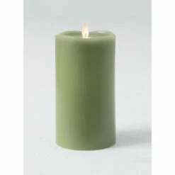 Discount 🥰 Sullivans 8" Green Wave Top Smooth LED Pillar Candle ⭐