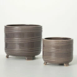 Top 10 ⌛ Sullivans 7.25 In. And 5.25 In. Beaded Textured Footed Pots - Set Of 2; Gray ✔️