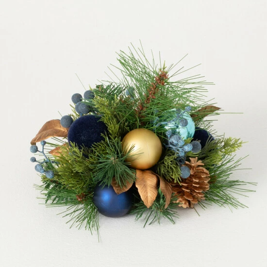 New ❤️ Sullivans 10" Artificial Blue And Gold Ornament Pine Orb ❤️ 3 New ❤️ Sullivans 10" Artificial Blue And Gold Ornament Pine Orb ❤️