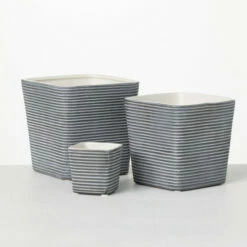 Discount 👍 Sullivans Stripe Square Ceramic Planter - Set Of 3 👏