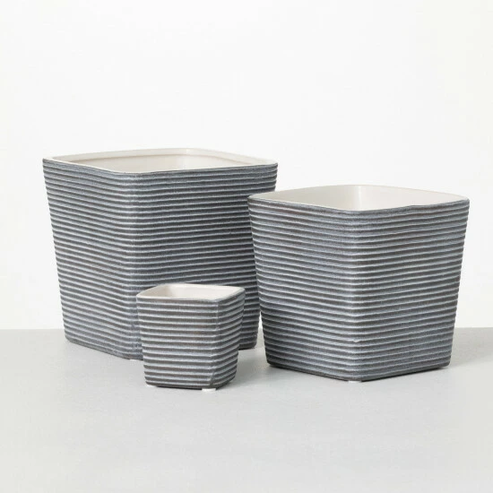 Discount ๐ Sullivans Stripe Square Ceramic Planter - Set Of 3 ๐ 3 Discount ๐ Sullivans Stripe Square Ceramic Planter - Set Of 3 ๐