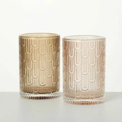 Deals 🧨 Sullivans 5 In Blushing Glass Candle Holders - Set Of 2; Pink - 3.25"L X 3.25"W X 5"H ✨