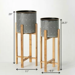 Top 10 🛒 Sullivans Mod Pattern Metal Planters On Stand - Set Of 2 🌟 -Sullivans Sales unnamed file 3236