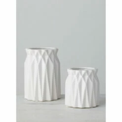 Buy ✨ Sullivans 2-piece Origami White Ceramic Vase Set 😉