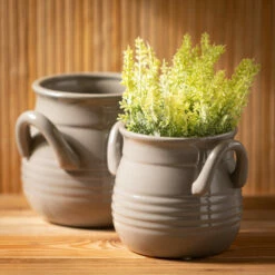 Top 10 👏 Sullivans Glazed Gray Handled Ceramic Jar - Set Of 2 👍 -Sullivans Sales unnamed file 3291