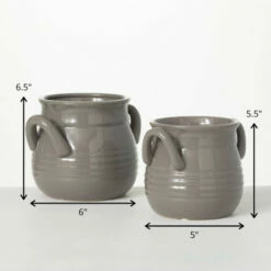 Top 10 👏 Sullivans Glazed Gray Handled Ceramic Jar - Set Of 2 👍 -Sullivans Sales unnamed file 3292