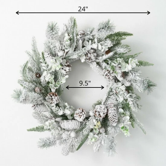 Outlet ๐ Sullivans 24" Flocked Pine Artificial Wreath โ 6 Outlet ๐ Sullivans 24" Flocked Pine Artificial Wreath โ - Image 4