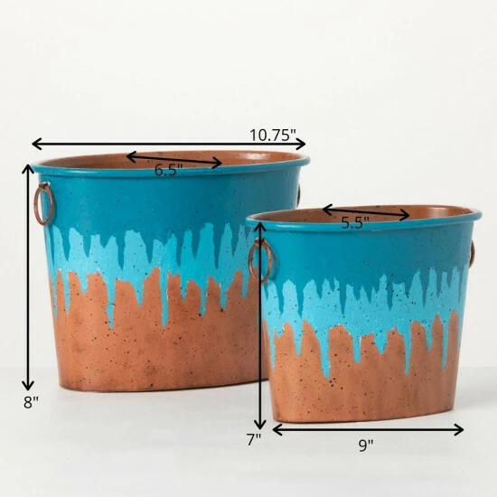 Discount ๐ Sullivans Waterfall Edge Oblong Metal Planters - Set Of 2 ๐ 6 Discount ๐ Sullivans Waterfall Edge Oblong Metal Planters - Set Of 2 ๐ - Image 4