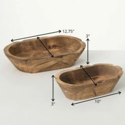 Cheap 🤩 Sullivans Wooden Oblong Dough Bowl Decor - Set Of 2 ✔️ -Sullivans Sales unnamed file 339