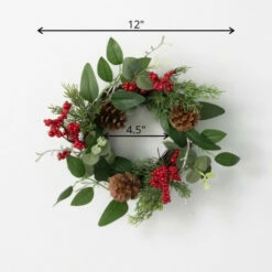 Budget 🛒 Sullivans 12" Pine & Berry Artificial Mini Wreath 🤩 -Sullivans Sales unnamed file 3390
