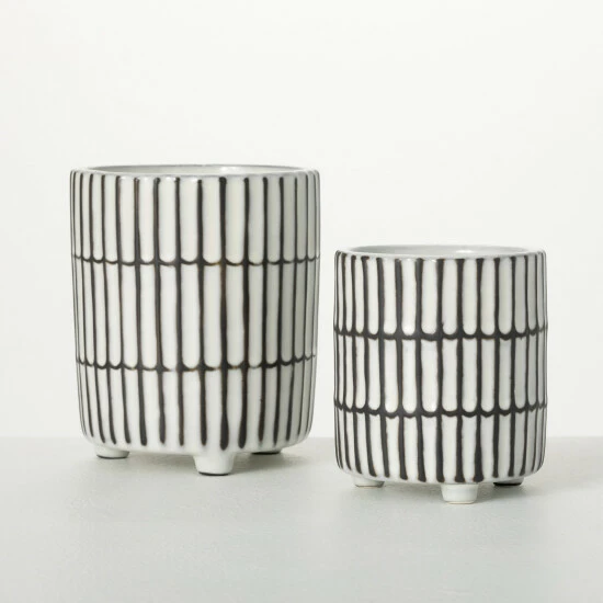 Best Sale ✨ Sullivans 6 In. And 4.5 In. Ridge Texture Footed Planters - Set Of 2; White ✨ 3 Best Sale ✨ Sullivans 6 In. And 4.5 In. Ridge Texture Footed Planters - Set Of 2; White ✨