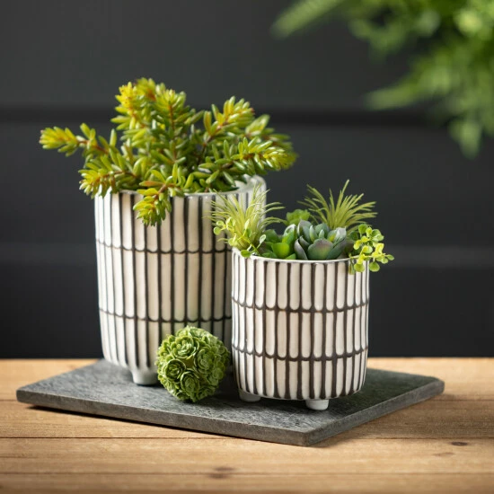 Best Sale ✨ Sullivans 6 In. And 4.5 In. Ridge Texture Footed Planters - Set Of 2; White ✨ 5 Best Sale ✨ Sullivans 6 In. And 4.5 In. Ridge Texture Footed Planters - Set Of 2; White ✨ - Image 3