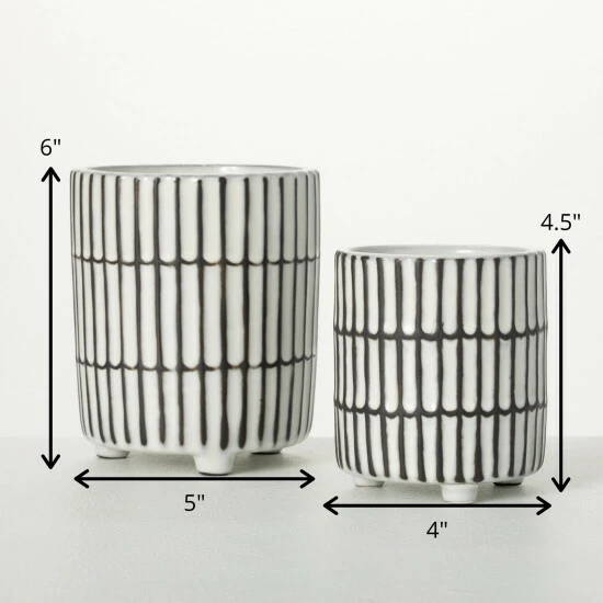 Best Sale ✨ Sullivans 6 In. And 4.5 In. Ridge Texture Footed Planters - Set Of 2; White ✨ 6 Best Sale ✨ Sullivans 6 In. And 4.5 In. Ridge Texture Footed Planters - Set Of 2; White ✨ - Image 4