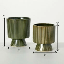 Budget 🎁 Sullivans 6 In. And 5 In. Modern Platform Planter - Set Of 2; Green 🤩 -Sullivans Sales unnamed file 3445