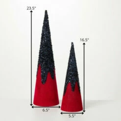 Wholesale 🔔 Sullivans Glitter Velvet Cone Tree - Set Of 2 - 6.5"L X 6.5"W X 23.5"H; 5.5"L X 5.5"W X 16.5"H 😀 -Sullivans Sales unnamed file 3481