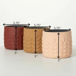 New 😉 Sullivans 5.75 In Modern Leaf Desert Toned Pots - Set Of 3; Multicolor Green 🌟 -Sullivans Sales unnamed file 3489