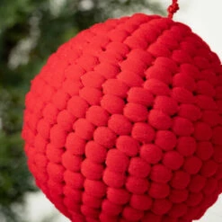 Budget 🎉 Sullivans Red Pompom Ball Ornament ⌛ -Sullivans Sales unnamed file 3526