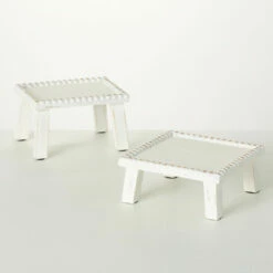 Best Sale 😉 Sullivans 3.5 In. And 5 In. White-Washed Wood Riser - Set Of 2; White 👍