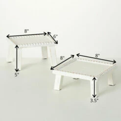 Best Sale 😉 Sullivans 3.5 In. And 5 In. White-Washed Wood Riser - Set Of 2; White 👍 -Sullivans Sales unnamed file 3569