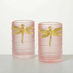 Best reviews of 😉 Sullivans 5 In Glass Firefly Candle Holders - Set Of 2; Pink - 3.25"L X 3.25"W X 5"H 😀