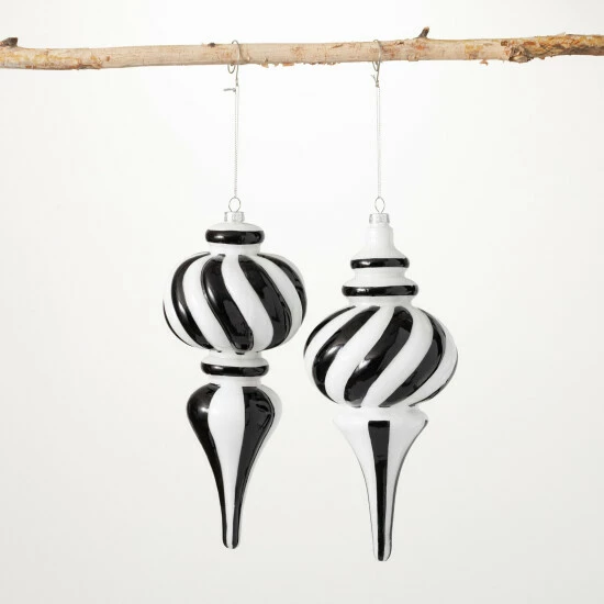 Cheap 🤩 Sullivans Black & White Striped Finials - Set Of 2 🎁 3 Cheap 🤩 Sullivans Black & White Striped Finials - Set Of 2 🎁