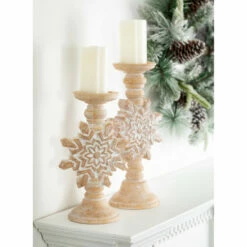 Buy 🛒 Sullivans Snowflake Candleholder - Set Of 2 - Brown - 7"L X5.5"W X15.5"H; 7"L X5.5"W X13"H ✨ -Sullivans Sales unnamed file 3641