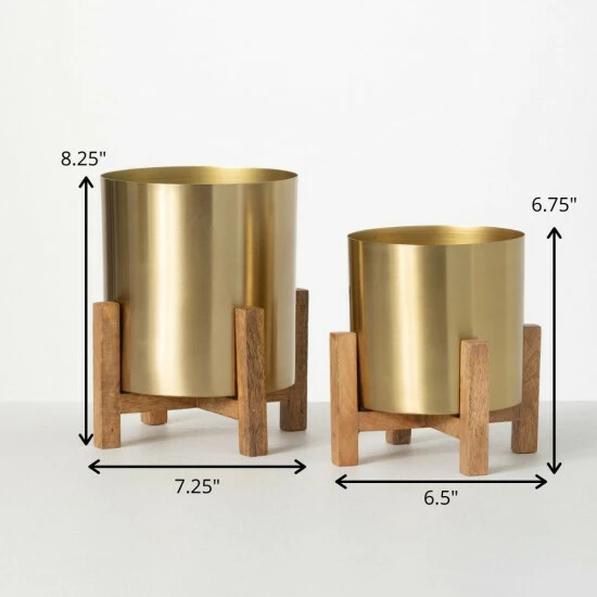 New 😍 Sullivans Brass Planter Pair On Stands - Set Of 2 🥰 6 New 😍 Sullivans Brass Planter Pair On Stands - Set Of 2 🥰 - Image 4