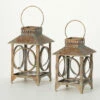 Best Pirce 👏 Sullivans 12.25 In 14 In Patinaed Open-Frame Lanterns - Set Of 2; Brown - 6.75"L X 6.75"W X 14"H; 6.25"L X 6.25"W X 12.25"H 🎉