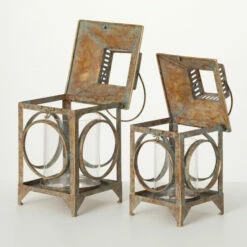 Best Pirce 👏 Sullivans 12.25 In 14 In Patinaed Open-Frame Lanterns - Set Of 2; Brown - 6.75"L X 6.75"W X 14"H; 6.25"L X 6.25"W X 12.25"H 🎉 -Sullivans Sales unnamed file 3685