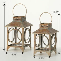 Best Pirce 👏 Sullivans 12.25 In 14 In Patinaed Open-Frame Lanterns - Set Of 2; Brown - 6.75"L X 6.75"W X 14"H; 6.25"L X 6.25"W X 12.25"H 🎉 -Sullivans Sales unnamed file 3686