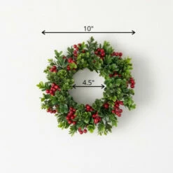 Hot Sale 🤩 Sullivans 10" Boxwood & Berry Artificial Mini Wreath ✔️ -Sullivans Sales unnamed file 3706