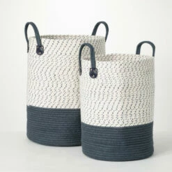 Cheap 🛒 Sullivans Indigo & White Canvas Baskets - Set Of 2 🌟