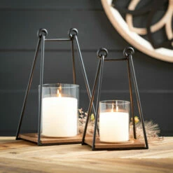 Cheap 🔔 Sullivans 11.75 In And 13.75 In Triangular Wire Frame Lanterns - Set Of 2; Black 🥰 -Sullivans Sales unnamed file 3761