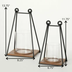 Cheap 🔔 Sullivans 11.75 In And 13.75 In Triangular Wire Frame Lanterns - Set Of 2; Black 🥰 -Sullivans Sales unnamed file 3762
