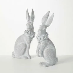 Coupon ❤️ Sullivans Whitewashed Sitting Bunnies Sculpture - Set Of 2 ⭐
