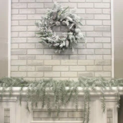 Best Pirce ✨ Sullivans 24" Artificial Flocked Pine Wreath And 6'9" Weeping Pine With Snow Garland Set 👍 -Sullivans Sales unnamed file 3825